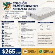 COLCHON CAMERO KONFORT ANTILLAS 135 x 190 cm - Img 57927233