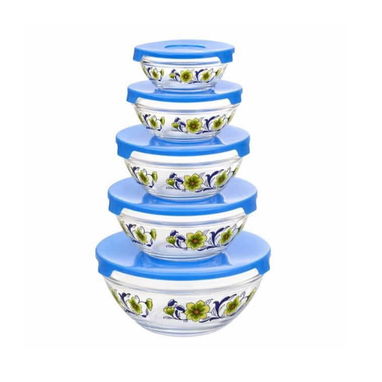 Juego de 5 tazones de vidrio apilables de 1 pieza. Apto para microondas, lavavajillas y refrigerador. - 2/2
