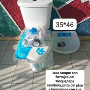 Juego de baño importado marca Fv tasa tanke con herrajes del tanke tapa sanitaria junta del piso y lavamanos con sus her - Img 53924809