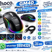 Hoco – Mouse Inalámbrico GM40 RGB Recargable Dual Mode 2.4G + Bluetooth, Nuevo en su empaque. Factura y Garantía. - Img 57278011