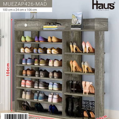 Zapatera de madera con una gaveta en el medio - 3/6