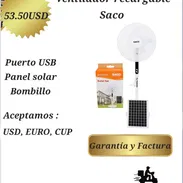 Ventilador recargable de pie, marca saco trae panel y bombillo - Img 54919964
