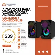 Altavoces para Computadora con Subwoofer, Luces RGB y Conexión USB | videojuegoshabana.com - Img 55462070
