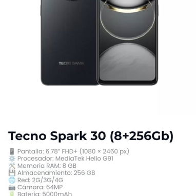 Tecno go 30 8+8/256 gb sellado caja global garantía x escrito 30 dias. 54741004 - Img 117368012