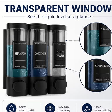 Dispensador de champú, acondicionador y gel de baño - Img 122608006