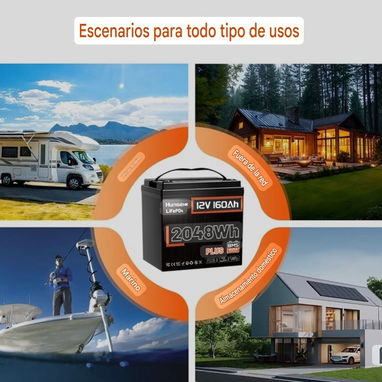 Batería LiFePO4 12V 160Ah Group 24 2048Wh Bluetooth Para Respaldo En Casa - 5/9