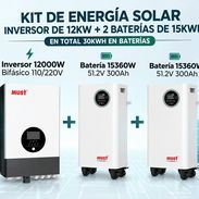 Kit Solar de inversor de 12kw Must bifásico 110 y 220v Con 2 Bateria de 15 kwh Must 51.2v 300ah - Img 57922930