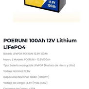 POERUNI batería de 100Ah, 12V🔋 Em $330 - Img 56886208