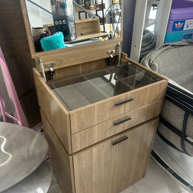 Vanity color arena con espejo rectangular con bisagras/Gavetero con espejo y asientos🇮🇱 - 2/3