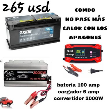 Combos para tener corriente en su hogar Convertidor,  Cargador y batería - 2/3