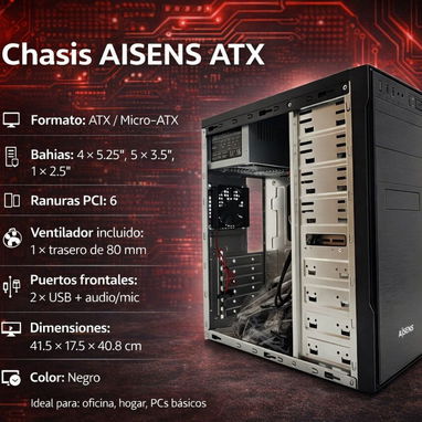 🎮⛩️Chasis Aisens con su fuente de 350w 80+ Bronze - 💲60 USD🎸 - Img 127595646