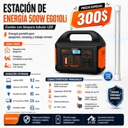 COMBO ESTACIÓN DE ENERGÍA 500W EG010Li + LÁMPARA TUBULAR LED - Img 55725973