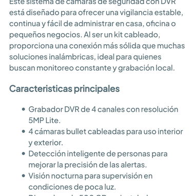 Sistema de cámaras de seguridad VORGUT con DVR de 4 canales, 4 cámaras bullet y disco duro de 500GB 🌐 - 4/6
