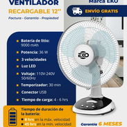 Ventilador de mesa de 12" eko, garantía de 6 meses, con factura, somos mipyme - Img 55971227