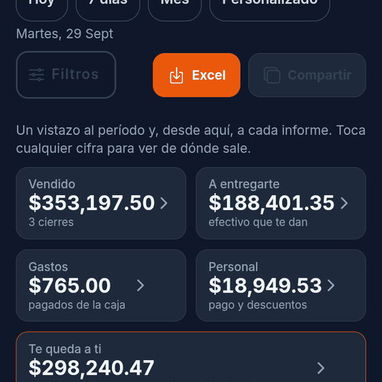 Provission: aplicación Android de inventario, ventas y control de caja - 8/10