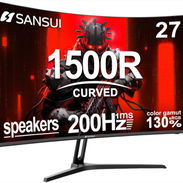 Monitor Gamer SANSUI / 200Hz / 27 Pulgadas / 1920p ×1080p / Curvo 1500R / con bocinas / 1ms / con soporte de pared - Img 55956253