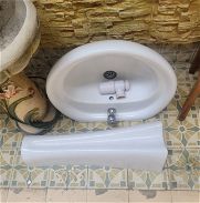 lavamanos  blanco grande y pedastal como nuevo - Img 46048500