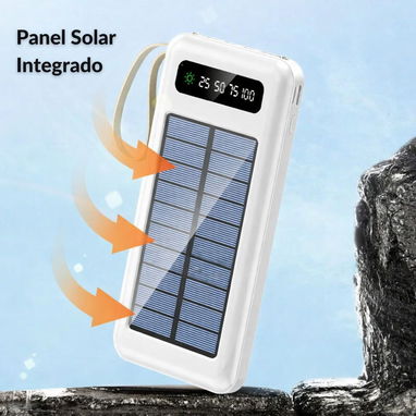 Power Bank 20000 Mah. Batería externa con Panel Solar, puerto USB, puerto tipo C- V8 y lightning. Color blanco. - 5/5