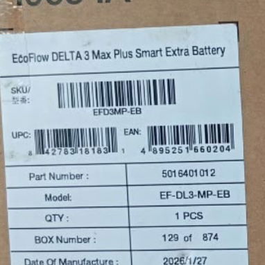 Batería Extra de Ecoflow Delta 3 Max 2048 wh Modelo EF DL3 MP EB Nueva en su caja se recoge en municipio Playa 1000 USD - 3/7
