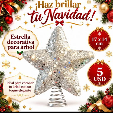 Estrellas decorativas para árbol de navidad (para la punta del árbol), varios modelos - 3/6