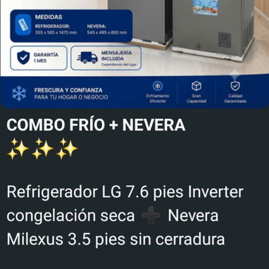 Combos Refrigerador + Nevera - Img 123649980
