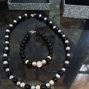 collar y pulso  de  oro 10k perlas y coral negro nuevo en caja - Img 45477542