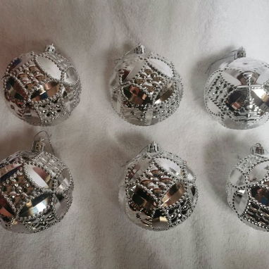 💜Set de 6 bolas de navidad con relieve 7cm Precio: 8usd - 4/6