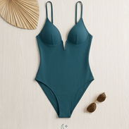 Trusa bikini azul petroleo, talla S. Elegante bañador con escote profundo. - Img 56098045