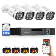 Sistema de cámaras de seguridad VORGUT con DVR de 4 canales, 4 cámaras bullet y disco duro de 500GB 🌐 - Img 56895489