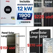 🌞‼️INVERSORES, PANELES SOLARES: MILEXUS 500W, Longi 225W y 620, JaSolar 550W|Cable fotovoltaico, conectores mc4 y más.. - Img 55832148