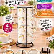 Set de 4 tazas de café con leche en su base - Img 57716511