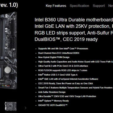 Kit Motherboard GIGABYTE B360M D3H GSM 8va/9na Gen con micro i3 de 8va y RAM 4GB DDR4 + su chapilla y CD de instalación - 2/8