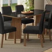 📢 Juegos de muebles para comedor, mesa rectangular con cristal + 6 sillas incluidas 🖤 Importados. - Img 57215653