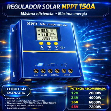 🌞 REGULADOR SOLAR MPPT DE 150A – NUEVO ⚡ Máxima eficiencia • Máxima energĂa - Img 121841311