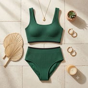 Bikini Ribbed Verde Bosque - Talla S - Img 56983837