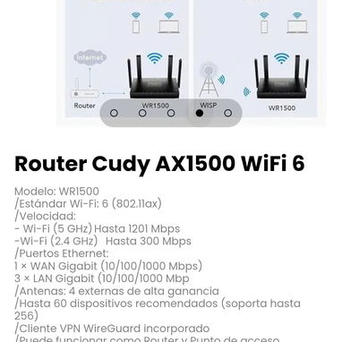 Router Cudy AX1500 WiFi 6 Modelo: WR1500 - 4/5