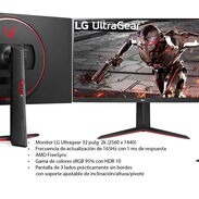 Monitor LG Ultragear 32,  2k, 165hz, 1ms, HDR 10, 95% gama colores. Nuevo en caja - Img 45008894