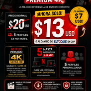🔥 OFERTA: NETFLIX PREMIUM 4K A SOLO $13 USD 🎬 | Cuenta Completa (5 Perfiles) | CUP al Toque - Img 57689355