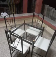 JUEGO DE COMEDOR DE TUBO Y DE MADERA - Img 47721690