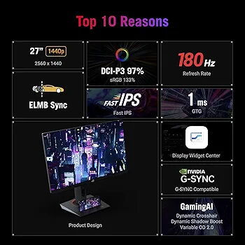 🎁..ASUS ROG Strix 27 QHD 2560x1440 Monitor para juegos HDR400 USB-C (XG27ACS), 180Hz, 1ms, Panel rápido IPS , 133% sRGB - Img 121649408