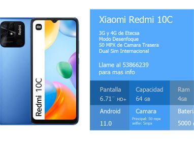 Xiaomi Redmi 10C/ 64gb/4gbRam/50 Mpx /6.71hd+/53866239 - Img main-image