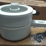 Olla Eléctrica Portátil 2L 110-700W con Cesta Vaporera y Superficie Antiadherente - Img 57939402
