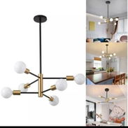 A-2. Lampara Colgante De Techo, 6 Luces, Lámpara De Techo De Estilo Medieval En Color Negro y dorado Ajustable En Altura - Img 53343422