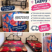 ^♤€🚚ENVÍO GRATIS/ CAMAS DE TUBOS CON SU COLCHON DE MUELLES Y ESPUMA - Img 58042629