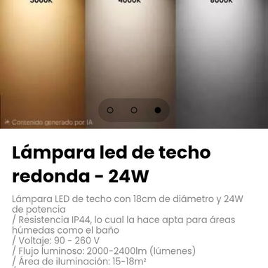Lámpara LED de techo con 18cm de diámetro y 24W de potencia - 3/3