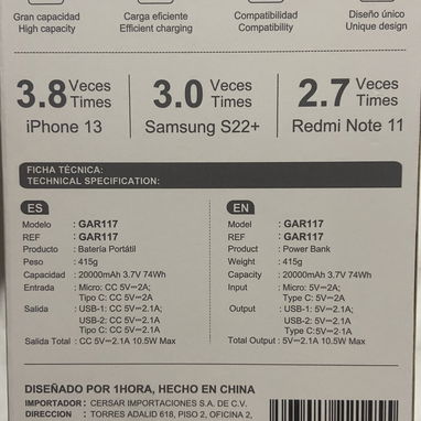 1 Hora Power Bank 20000mAh. Lo que necesitas para que tu celular no se apague - Img 126230082