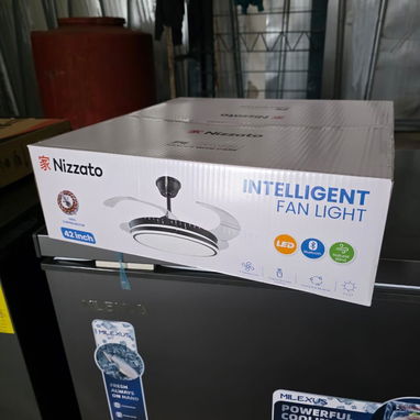 Ventilador de techo Nizzato 42 pulgadas Aspas Transparentes plegables, iluminación LED Bocina y Mando $130 USD Transp - Img 113679630