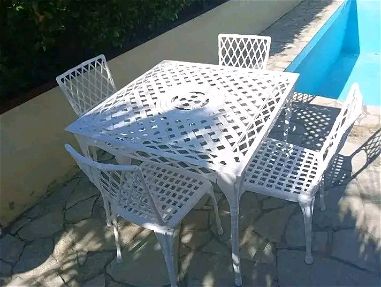 Mesas de 4 sillas y juegos de sofá con butacas para exterior. Muebles de aluminio para exterior esmaltados - Img main-image-45726624