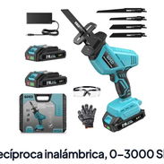 Sierra Recíproca Inalámbrica, $58 usd ❗  ➖2 Baterías de 2000 mAh, luz LED, kit de 4 hojas sierra para cortar Madera, Met - Img 56905431