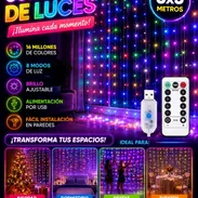 🏘️Guirnaldas de luces en forma de cortina miden 3x3 metros  Ojo solo las guirnaldas no trae tela  8000 cup  Multicolor - Img 57259655